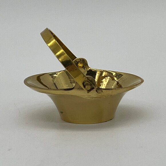 Tiny Little Brass Handled Basket for Dollhouse - Picture 1 of 4